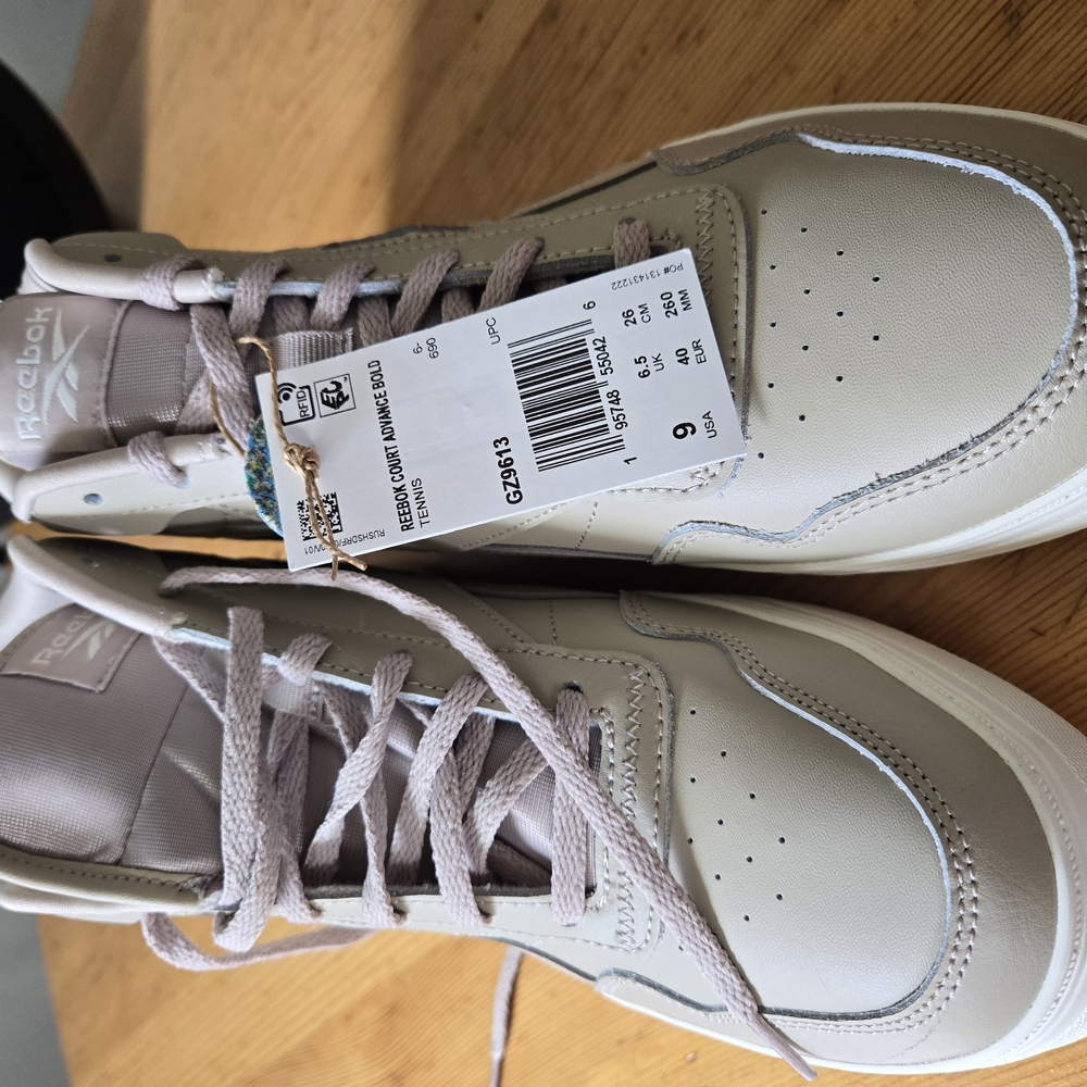 Reebok Cream Sneakers with Perforations and Leather-like Finish